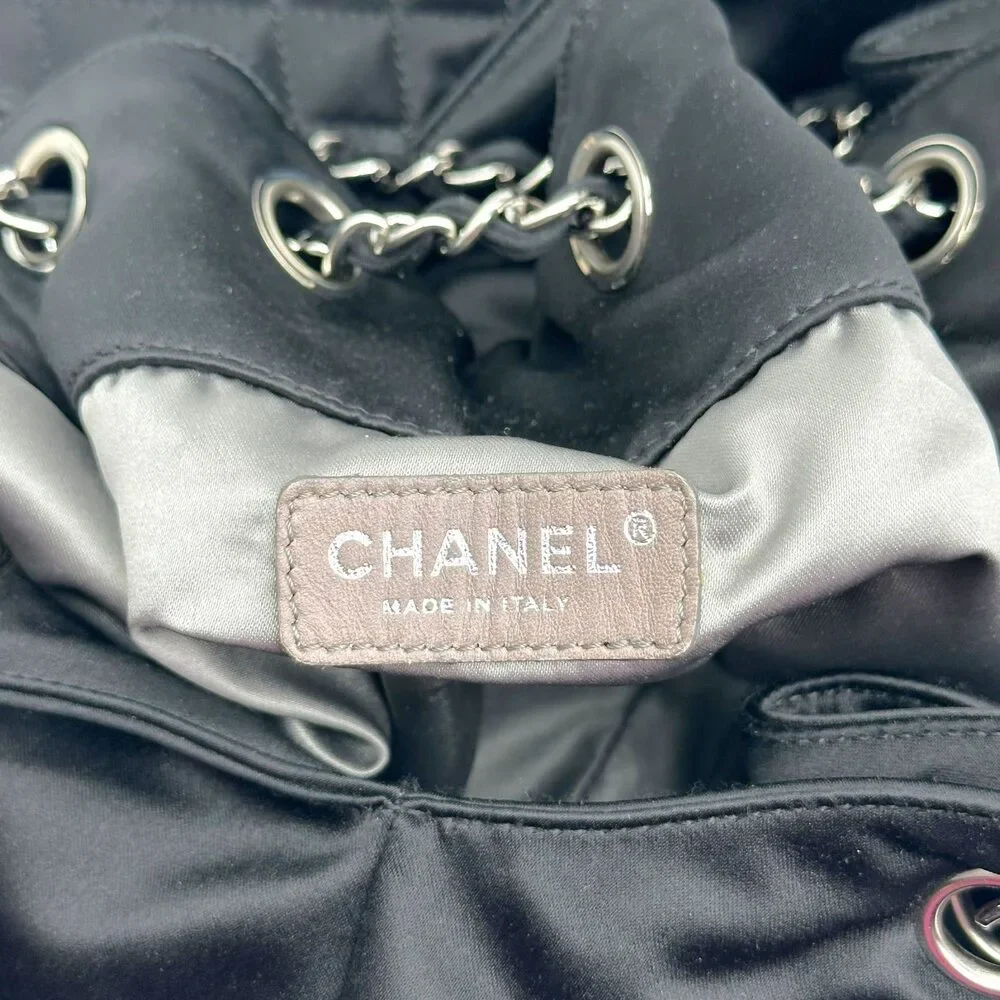 Chanel Black Satin Melrose Cabas Tote Bag 2006-08